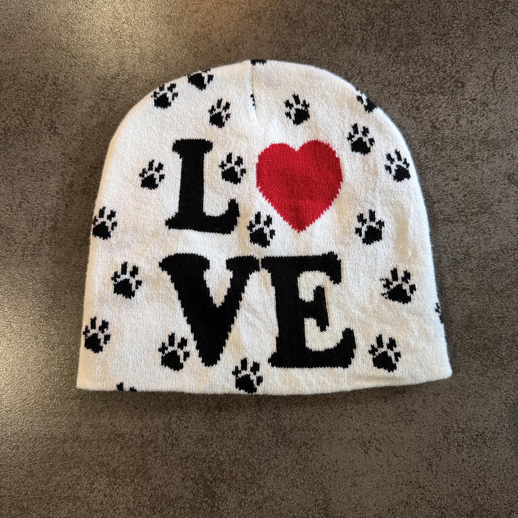 Love Letter Pattern Beanie Knitted Hat For Warm Winter Cap Breathable Fashion