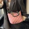 Sac matelassé à poignée supérieure Sac à bandoulière Grande capacité Motif losanges Couleur unie Vintage Sac à bandoulière pour femmes Travail