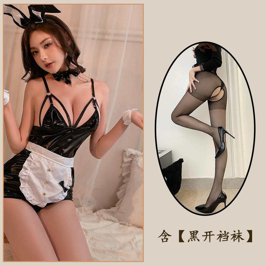 Sex Underwear Sexy Suspender Bunny Maid Uniform Passion Free Patent Leather Temptation Loungewear Suit
