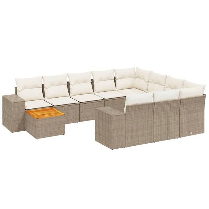 VidaXL Garden Lounge Set with Cushions 11 Pcs, Patio Sofas, Patio Furniture Set, Outdoor Furniture, Beige 3225631