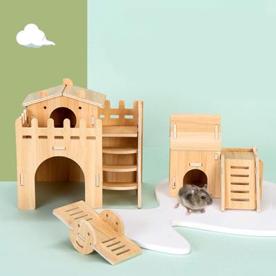 Hamster Villa, doppelschichtig, harmloses Haustierspielzeug, Massivholz, Zwerghamster, Klettern, Spielhütte, Kauspielzeug für Zuhause