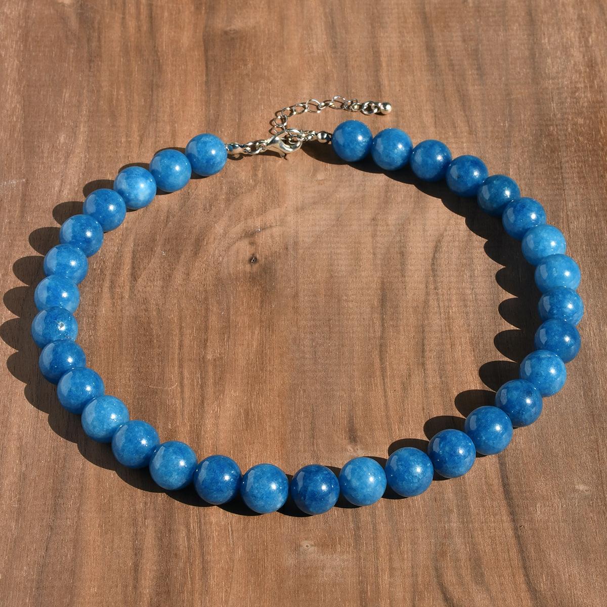 

12mm Colorful Natural Stone Beaded Necklace for Women Boho Round Crystal Handmade Collar Jewelry Summer Gift Accessories