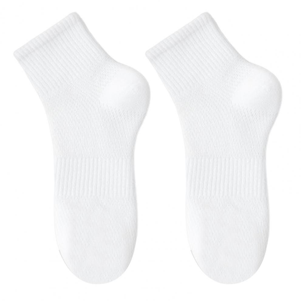 1 Pair Men Cotton Socks Mid-tube No Odor Thin Mesh Solid Color High Elasticity Anti-slip Sweat-absorption Anti-shrink Sports Fou