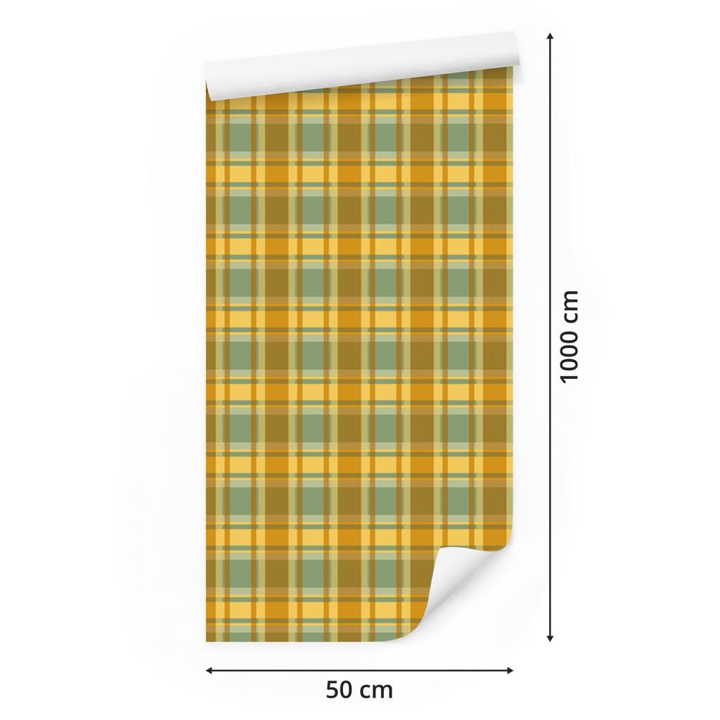 Wallpaper Yellow and blue checkered gold, yellow and lime 50x1000
