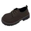 Wind black small leather shoes women's spring versatile lace-up soft sole retro casual single shoes non-slip