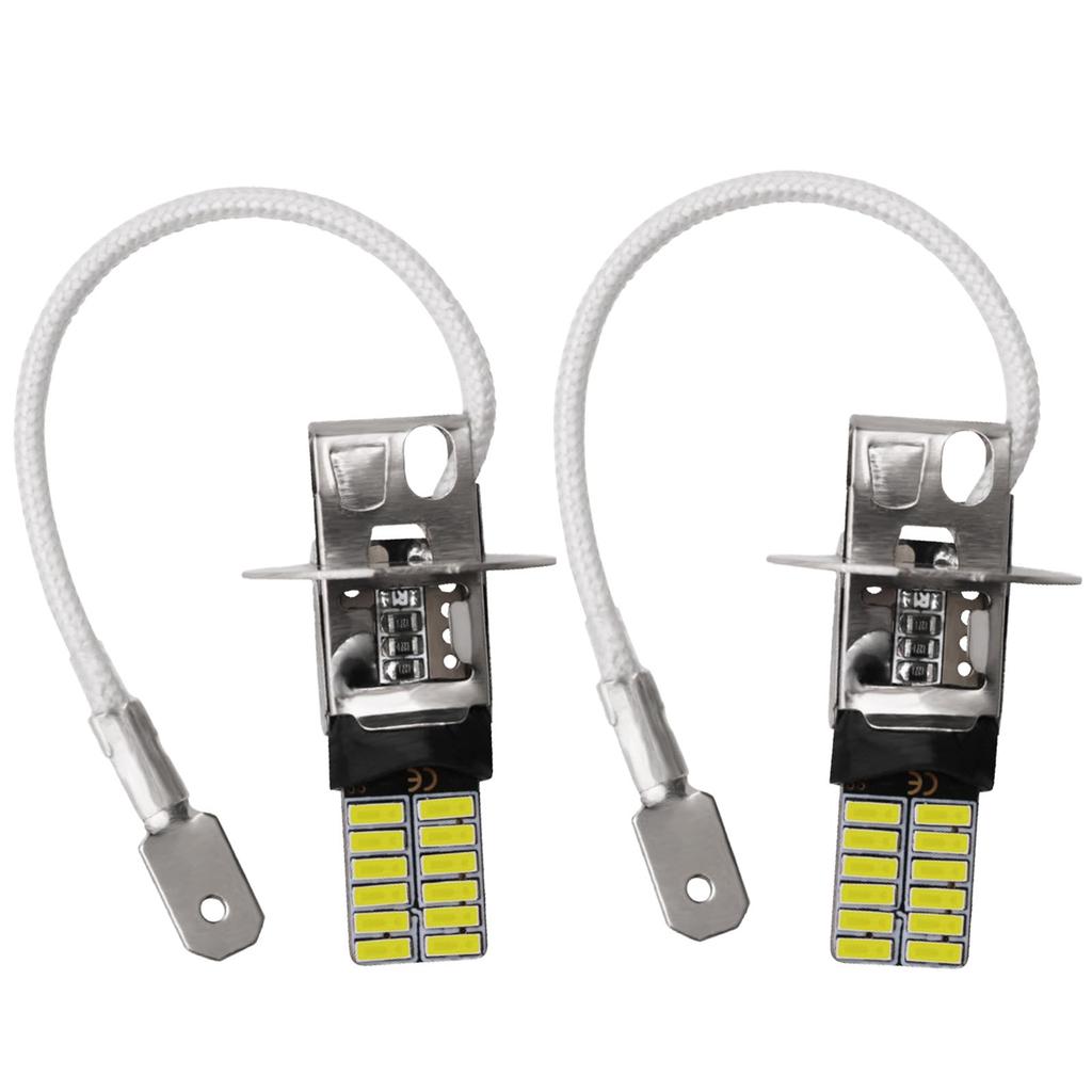 RIZES H3 LED Fog Lamp 600lm Yellow Short Small Bulb 6500K Double Sided Light Dayhead Light Universal Yellow 2pcs