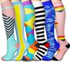 6-Pack Patterned Sports Compression Calf Socks for Running