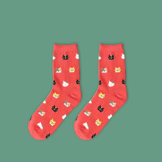 Women's Winter Stylish Autumn Cartoon Animal Cute Cat Pattern Cotton Ankle Socks