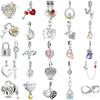 Lock Charm Fit Original Bracelet Love Locks Keys Double Heart Bead Diy Women Jewelry Giftcopper Trinket Jewelry Party Gift