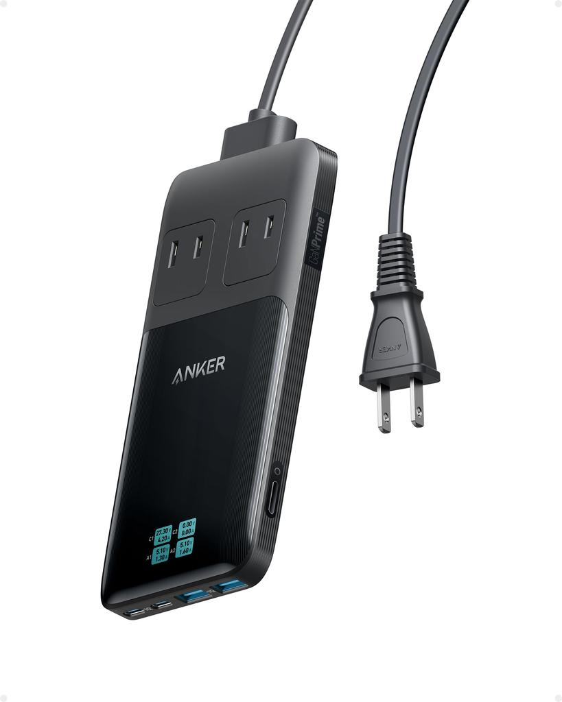 Anker Prime Charging Station (6-in-1, 140W) [Features Anker GaNPrime Proprietary Technology 2 Outlets 2 USB-C Ports 2 USB-A Ports PSE Technical