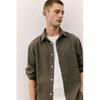 H M Textured sHirt Regular Fit kHaki Green