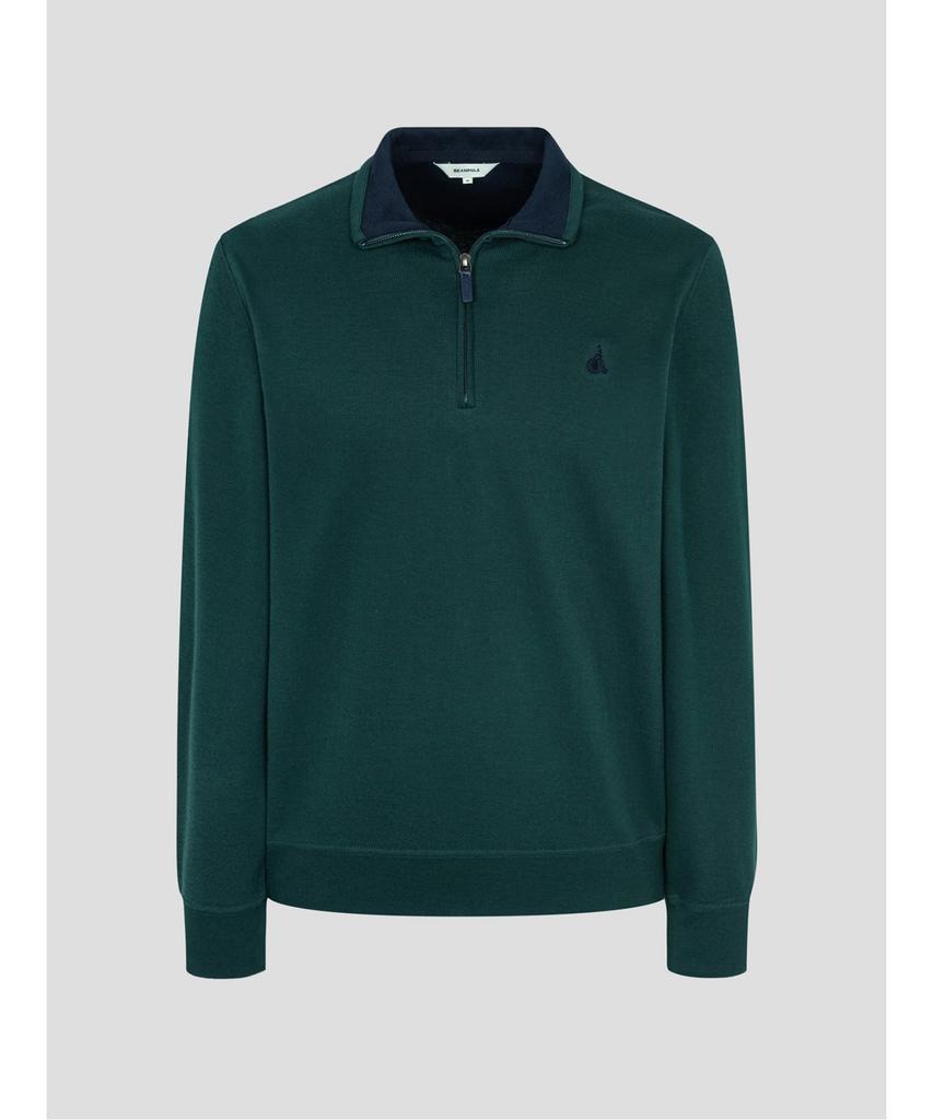 Binpolmen Classic Soft Cotton Quarter-Zip T-Shirt Green