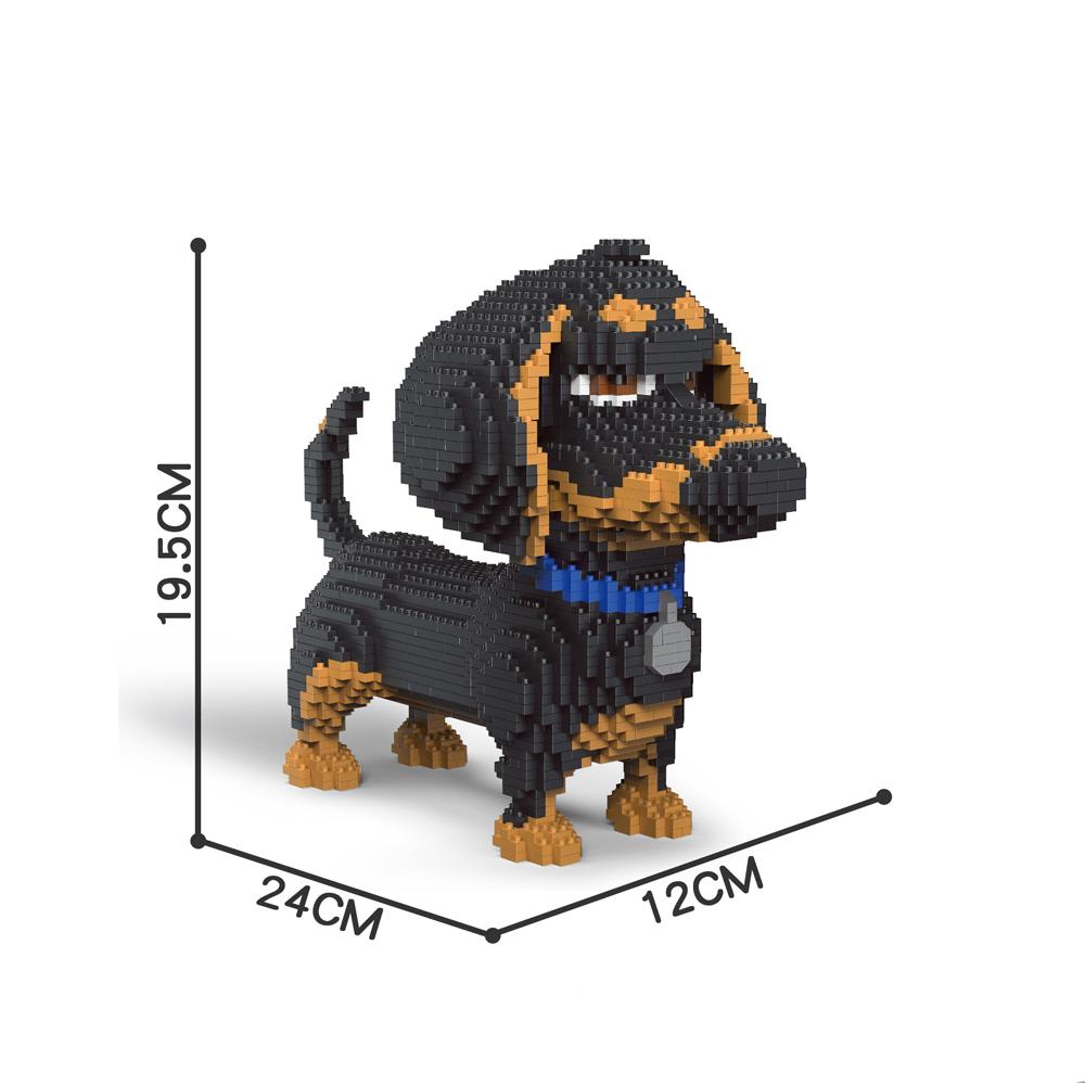 KNEW BUILT Dachshund Dog Model Micro Mini Building Blocks Set Educational Recreation Toys Pet Lover Gift Decoration Bricks