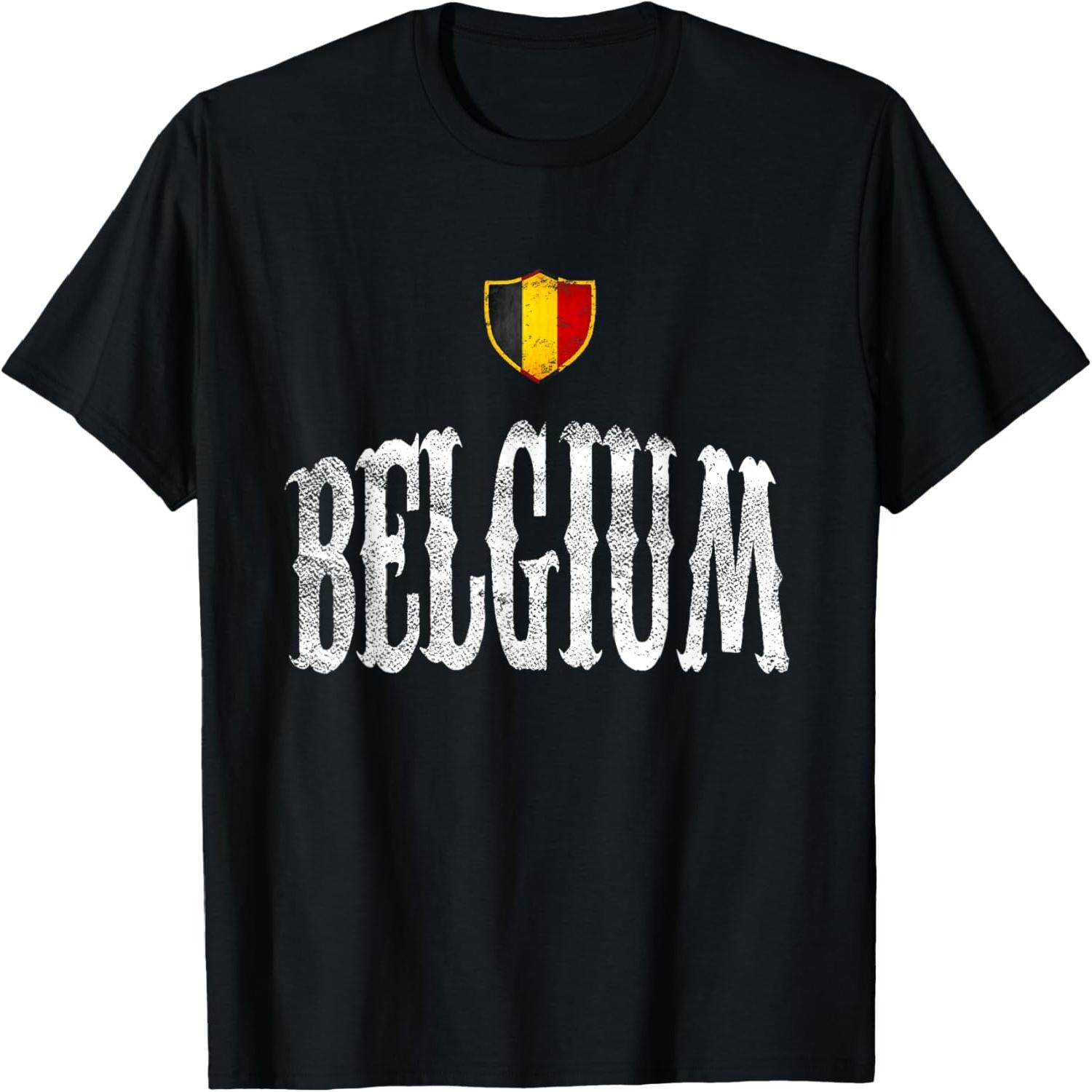 

Vintage Belgium Flag T-shirt Belgians Pride Soccer Sports T-Shirt XXXXXL різнокольоровий