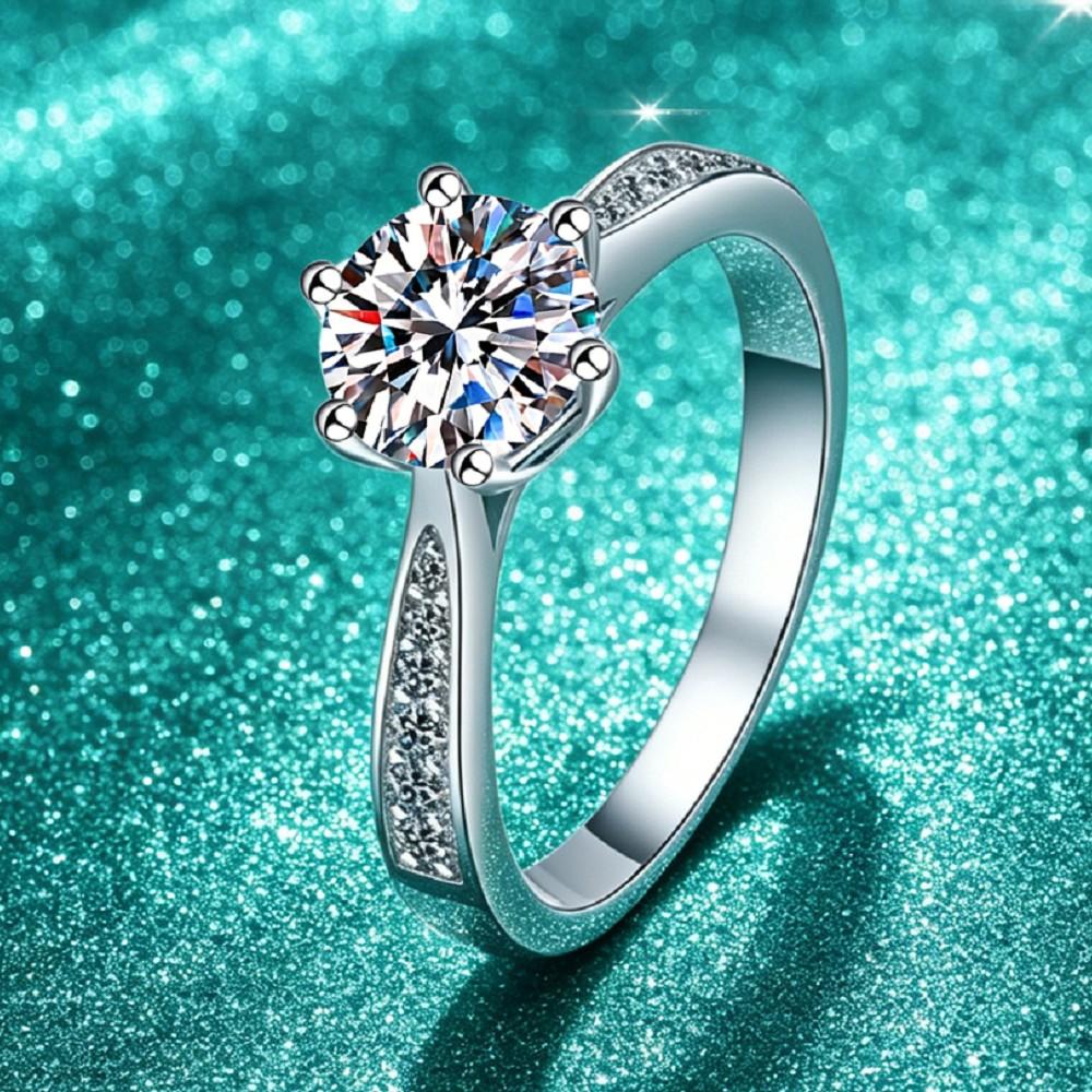VENTFILLE Copper Moissanite Classic Ring Diamond 0.5/1/2CT D Color For Women Engagement Wedding Band Jewelry