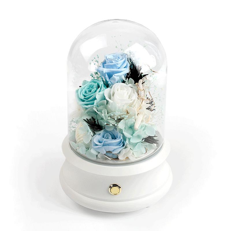 Bluetooth Speaker with Three-Color Preserved Flower – Perfect for Birthdays, Qixi, Valentine s Day, Christmas, or Weddings светло-синий