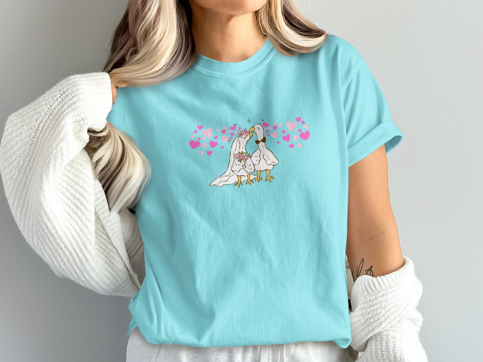 Wedding Goose T-Shirt, Bridal Couple Tee, Love Birds Anniversary Shirt S
