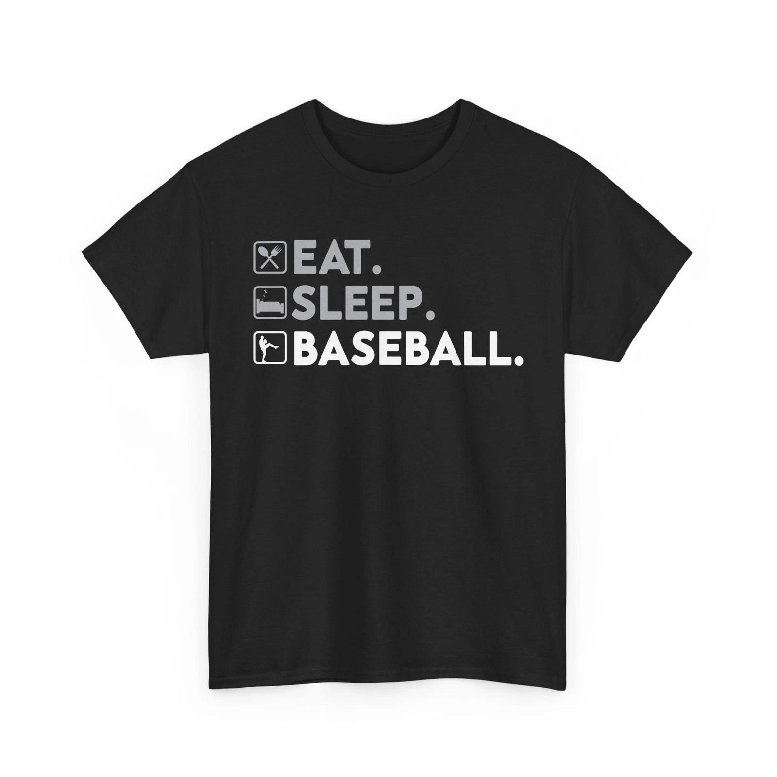 Eat Sleep Baseball Shirt, Baseball Players Sport Funny Women Men Shirt 4XL