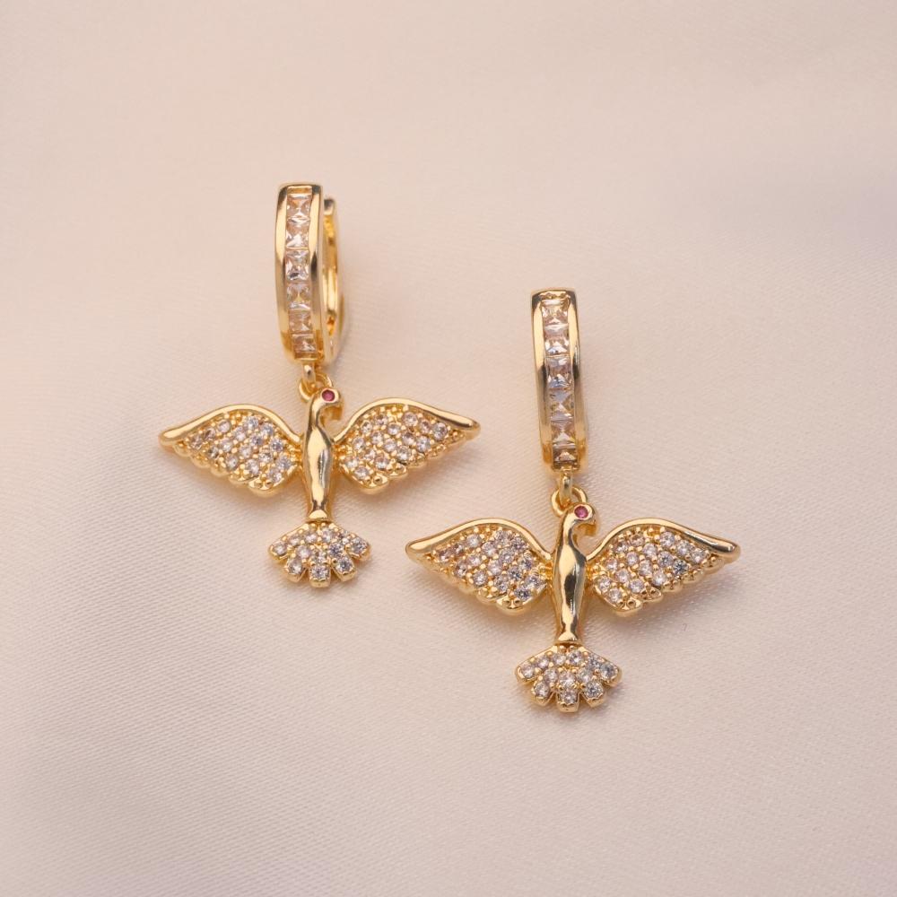 1 Pair Luxury Birdie Dangle Earrings for Women Zirconia Earring Jewelry Wedding Party Accessories