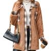 2025 Winter Women's Plaid Fleece Coat Mid-Length Single Breasted Lapel Warm Outerwear for Europe America