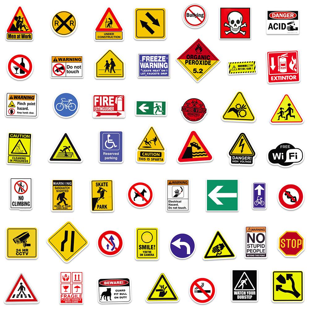 10/30/50/100pcs Cartoon Danger Banning Signs Warning Stickers Funny Graffiti Sticker Skateboard Phone Guitar Cool Decals Packing