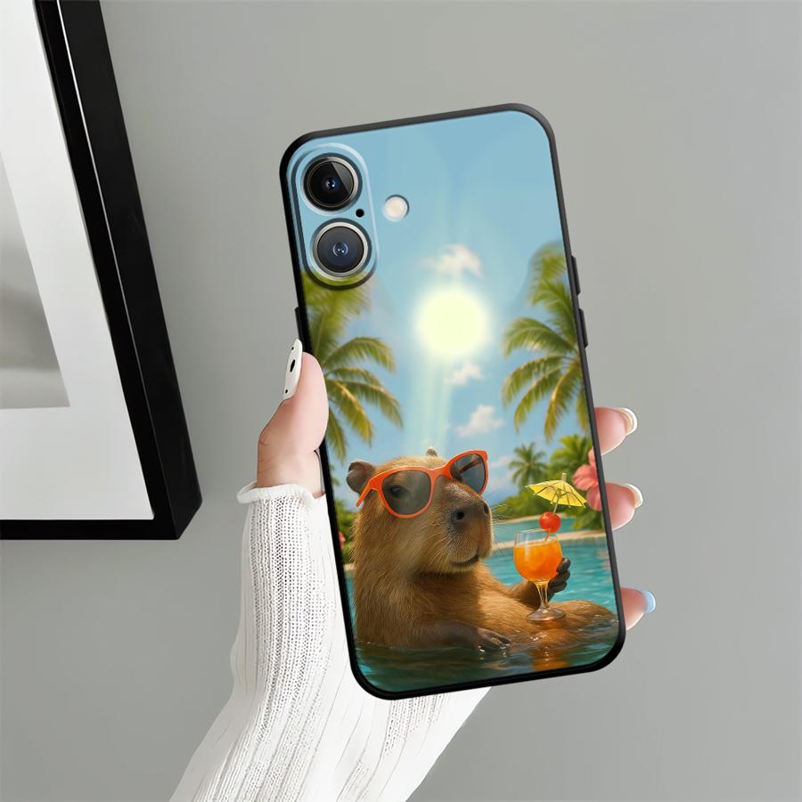 Cute Capybara Soft Back Phone Cover Case for iPhone 12 13 Mini 7 8 17 16 Pro Max X XS XR 15 Plus SE 11 17Air 14