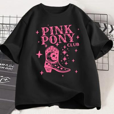 T-shirt Pink Pony Club Chappell Roan Bottes de Cowgirl Femmes Mode Hip Hop T-shirt Musique Country T-shirt Mode Dame Fille Streetweawr