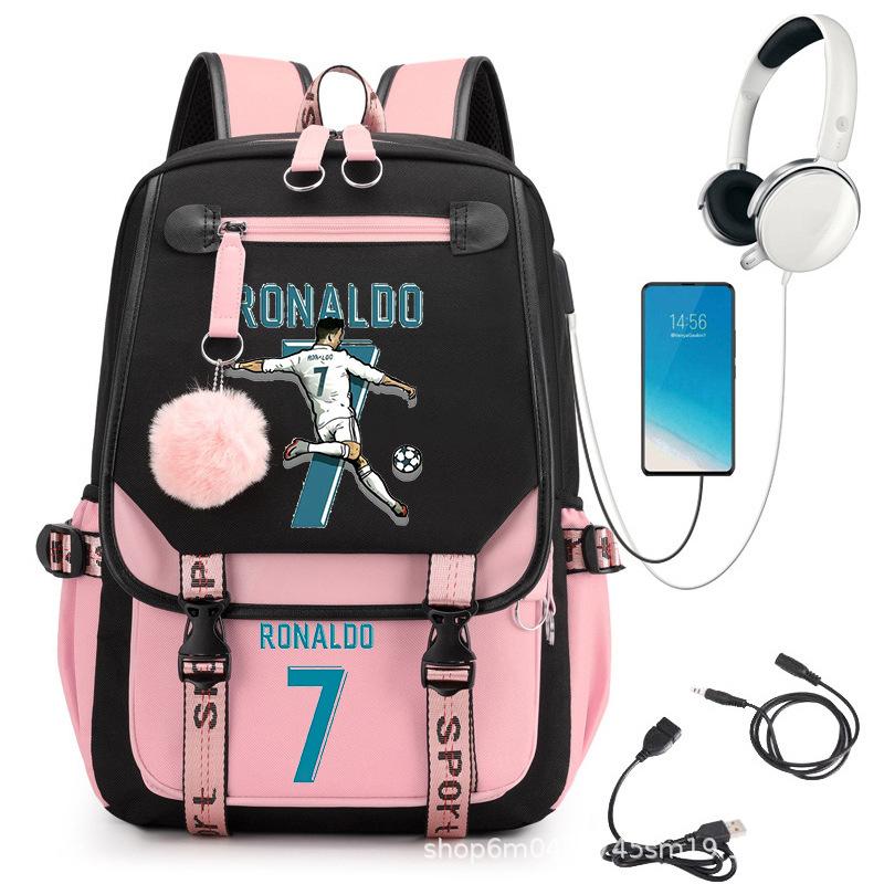 Large Capacity Schoolbag with Shoulder Strap; Student Three-piece Pencil Case Set