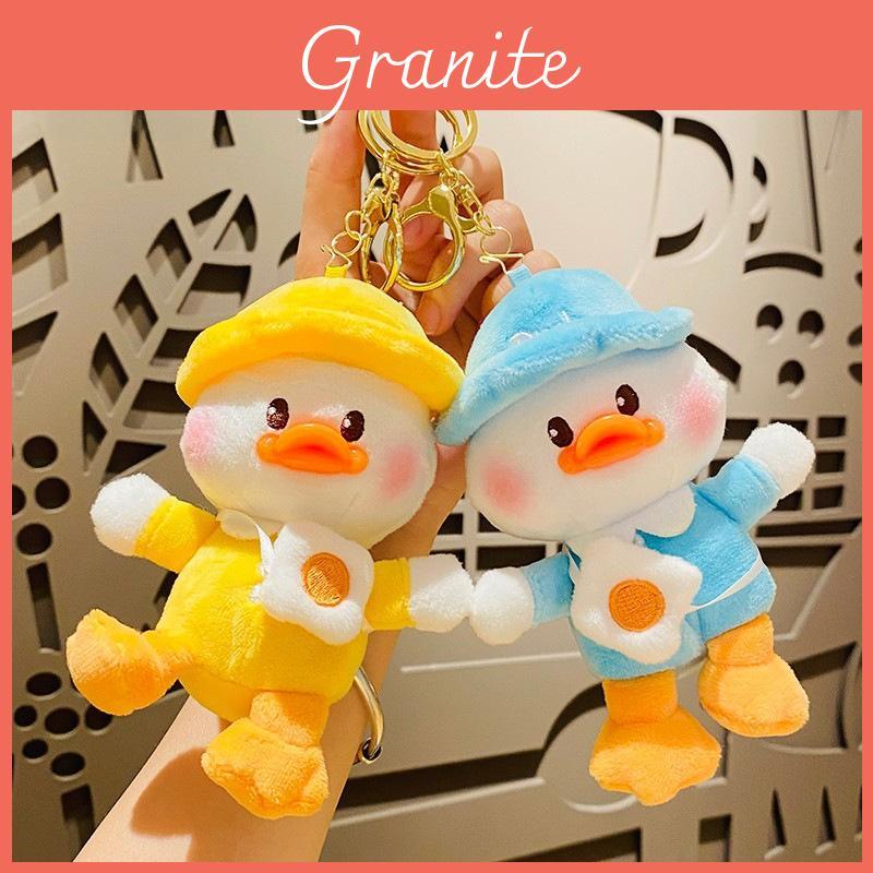 Adorable Plush Duck Keychain Colorful School Bag Charm Creative Car Accessory