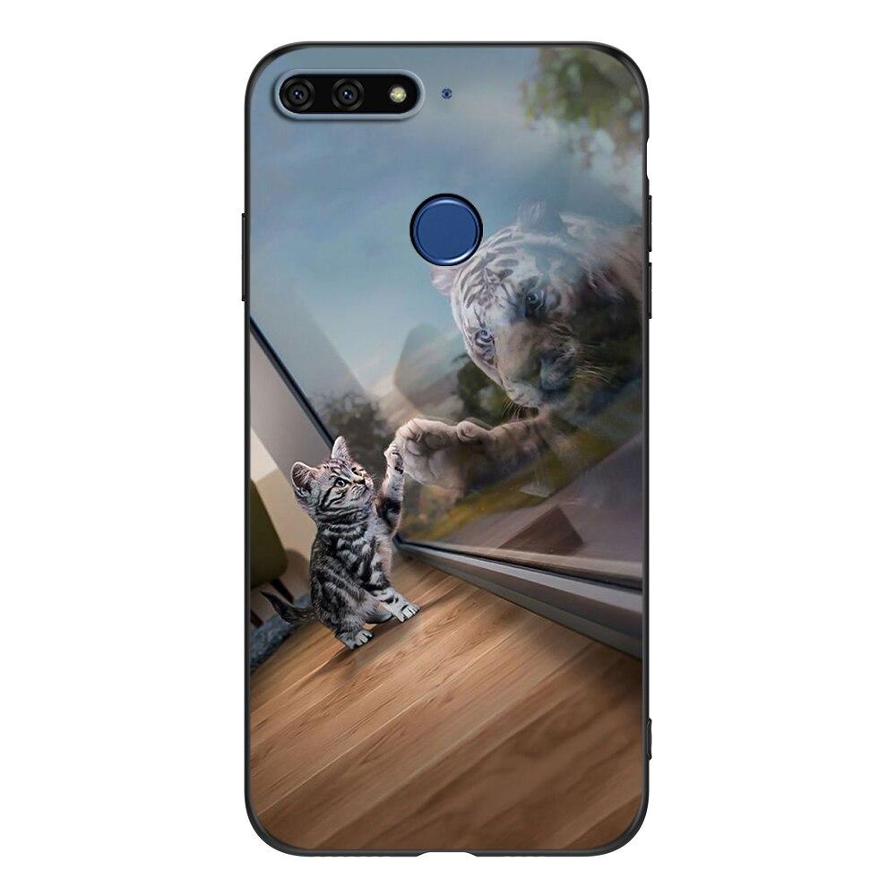 For Honor 7C 5.7 Inch Case Soft Back Cover Phone Case For Huawei Honor 7c Aum-L41 Silicon Black Tpu Case Lion Wolf Tiger Dragon