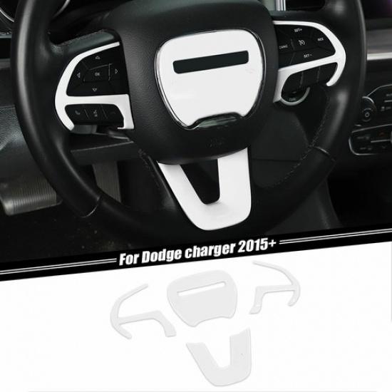Steering Wheel Panel Cover Decor Trim For Dodge Challenger/Charger 2015+ White