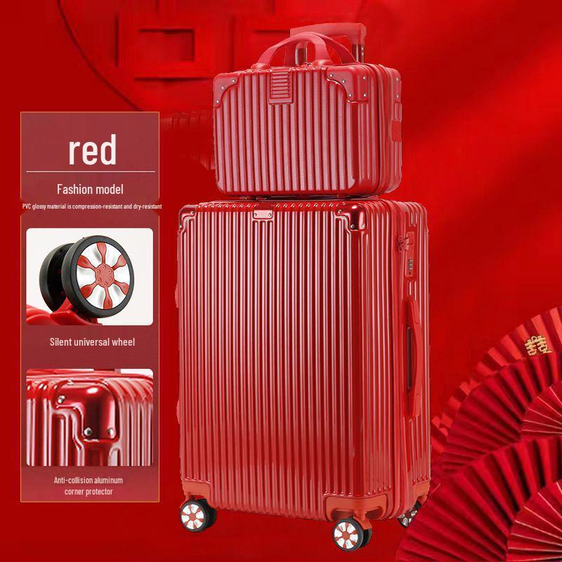Bright Red Wedding Suitcase with Combination Lock - Perfect for Honeymoon Travel