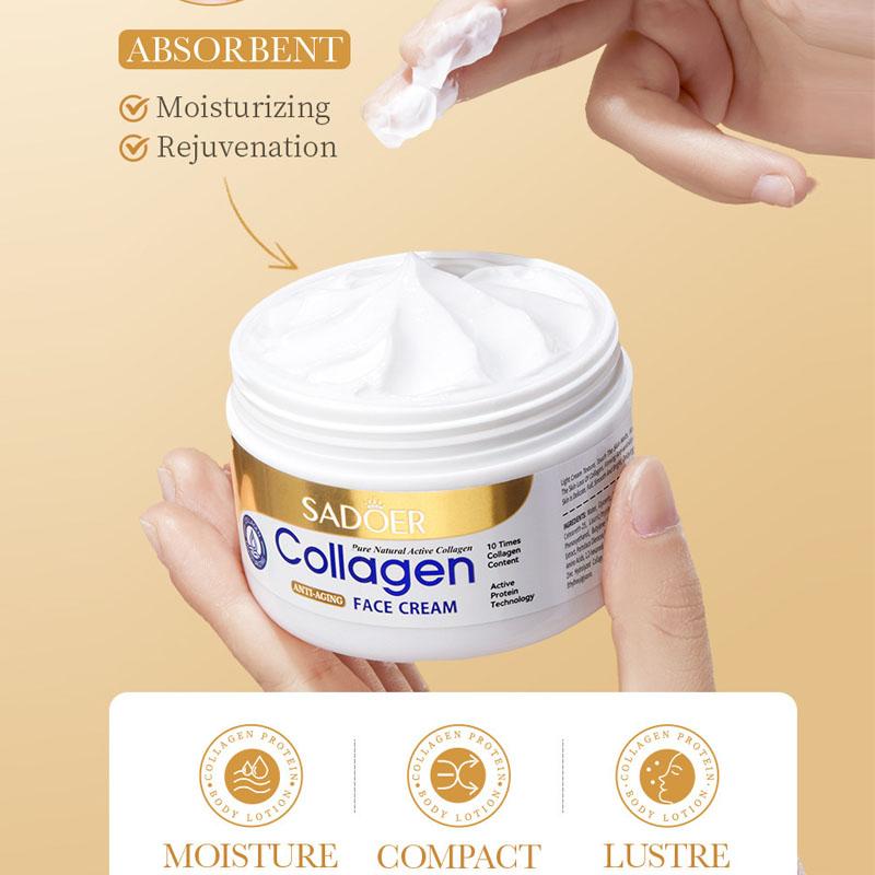 Sadoer Crema Facial Firmeza Colágeno Hidratante Suavizante Antiarrugas Nutritiva Cremas Faciales Productos de Belleza Cuidado de la Piel Facial