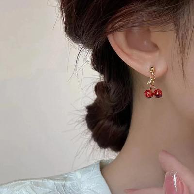 Nuevos Pendientes Lindos de Cereza Roja Resina Dulce Venta Caliente Para Mujer Niña Lindos Estudiante Fiesta Cumpleaños Boda Fruta Moda Pendiente Regalo