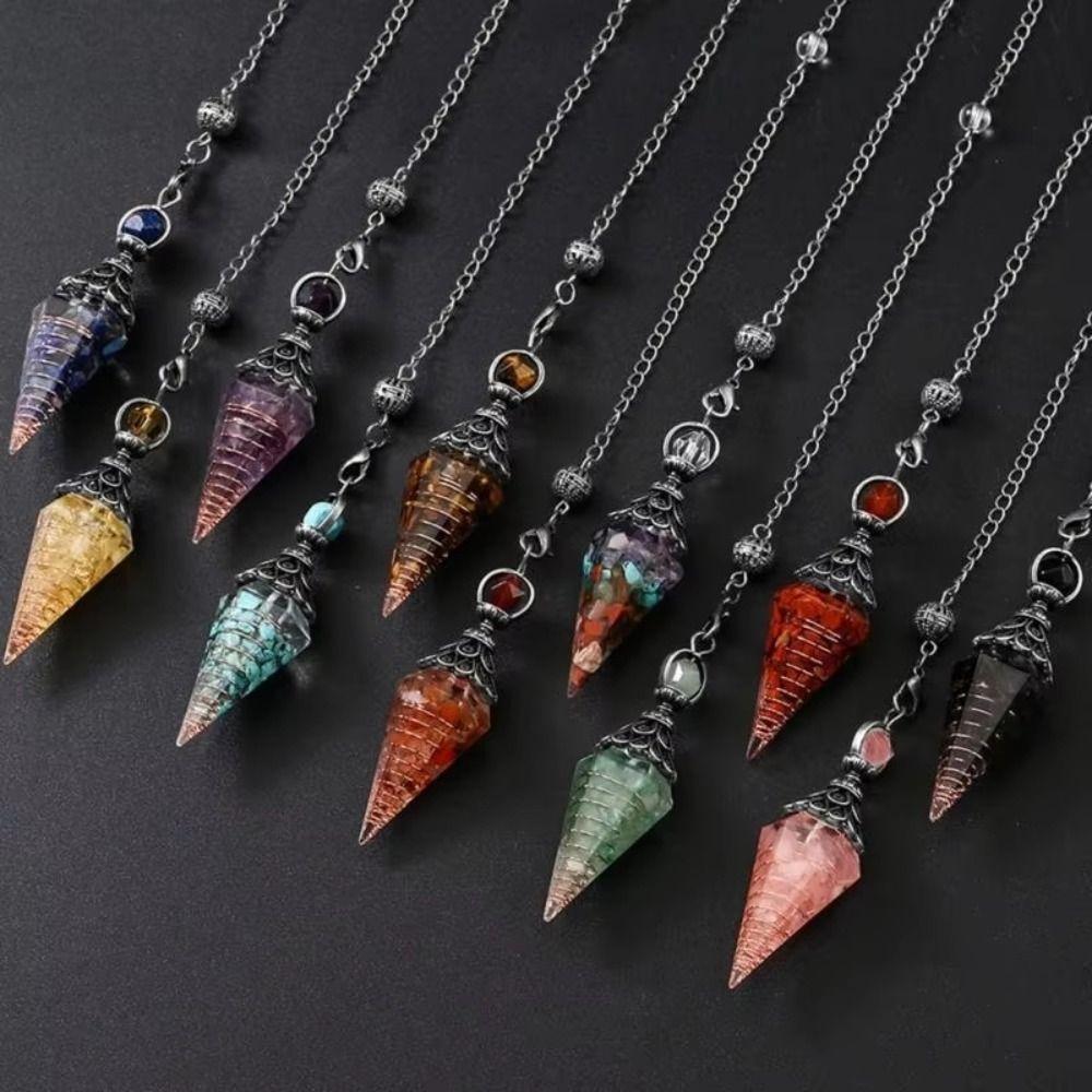 Dowsing Natural Chips Pendulums Yoga Pendant Witchcraft Pendulo Crystal Pendulum Women Girls