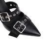 2025 Punk Damen Sandalen Spitz Stiletto 9,5cm Schnallenriemen Metalldekoration Übergröße 45 46 47 48 Modeschuhe