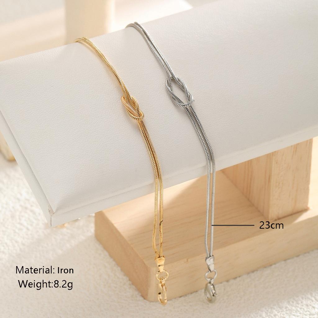 2Pcs Fashion Stainless Steel Couple Bracelet for Women Men Simple Knot Snake Chain Adjustable Bracelets Unisex Jewelry Gifts