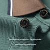 MONTAGUT Men's Color-Block Long Sleeve Polo T-Shirt