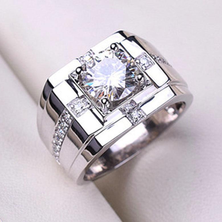 2026 Men's Ring Full Diamond Fashion Light Luxury Men's Open Ring Accessories