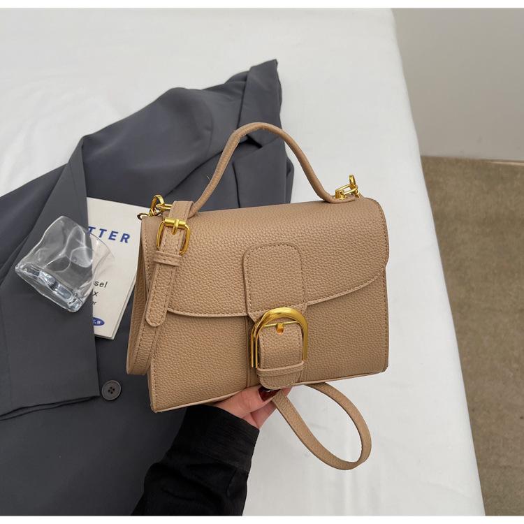 

Premium sense portable small bag women 2025 new fashion lychee pattern small square bag simple texture shoulder messenger bag хаки