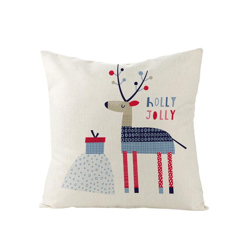 Home Polyester Pillow Cover Cartoon Digital Print Christmas Cushion Cover Living Room Sofa Cushion Cover