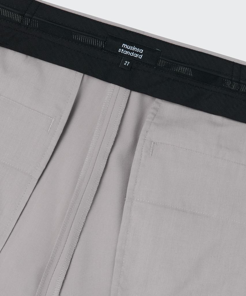 MUSINSA STANDARD WOMAN [Cooltandard] Women'S Low Waist Deep Tuck Wide Hidden Banding Slacks [Light Gray]