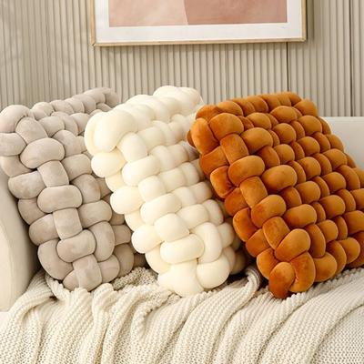 Soft 33CM Knot Throw Pillow Ultra Soft Stuffed Square Knotted Pillows Solid Color Window Seat Cushion Home Decor