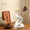 Handmade Carved Decor 3D Printed Curved Flower Arrangement Stand, Minimalist Holder Ornament, Bedroom Desk Accessory Creative Artistic Table