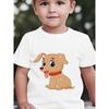 European Sizes Boys' Short-Sleeve T-Shirt with Cute Light Brown Puppy Cartoon Print, Big Eyes and Long Eyelashes
