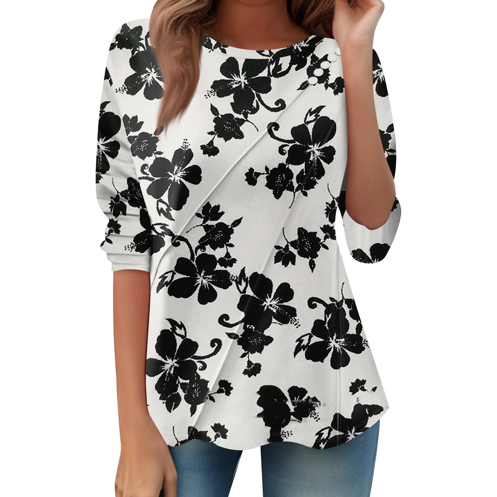 

Женский свободный повседневный топ с длинным рукавом, круглым вырезом, пуговицами, принтом в полоску, футболка XL белый