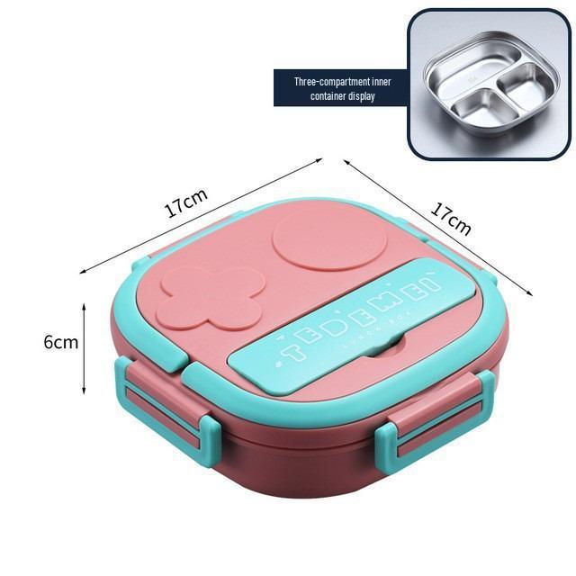 Kids' Stainless Steel Bento Lunch Box with Lid and Cutlery