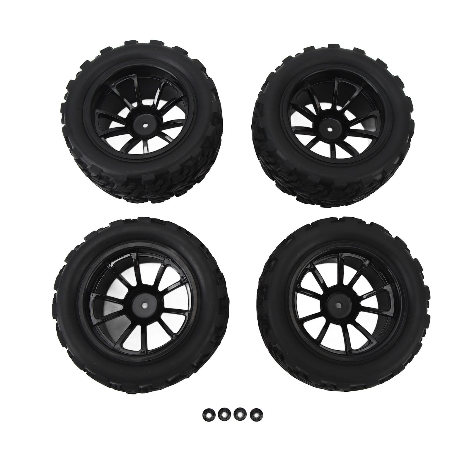 

4 шт. RC Car Wheels Tires Універсальні диски з 10 спицями, гумові зі стопорною гайкою M4. RC Car 110 Wheels Tires