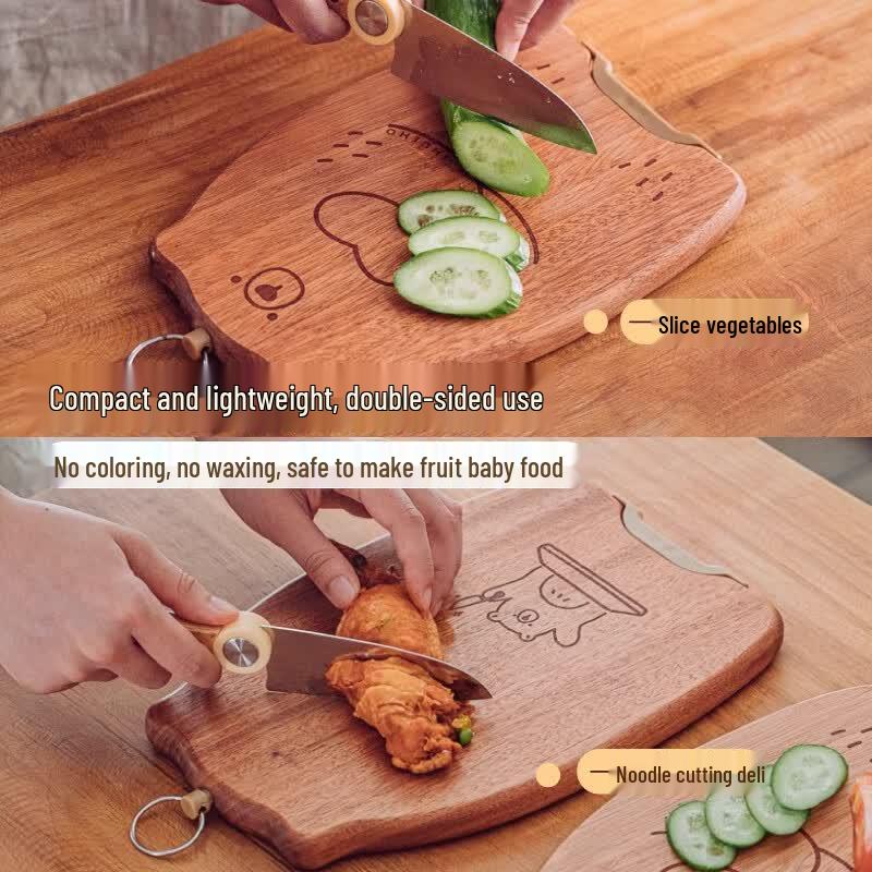 Shuke Little Bear Standable Ebony Wood Cutting Board