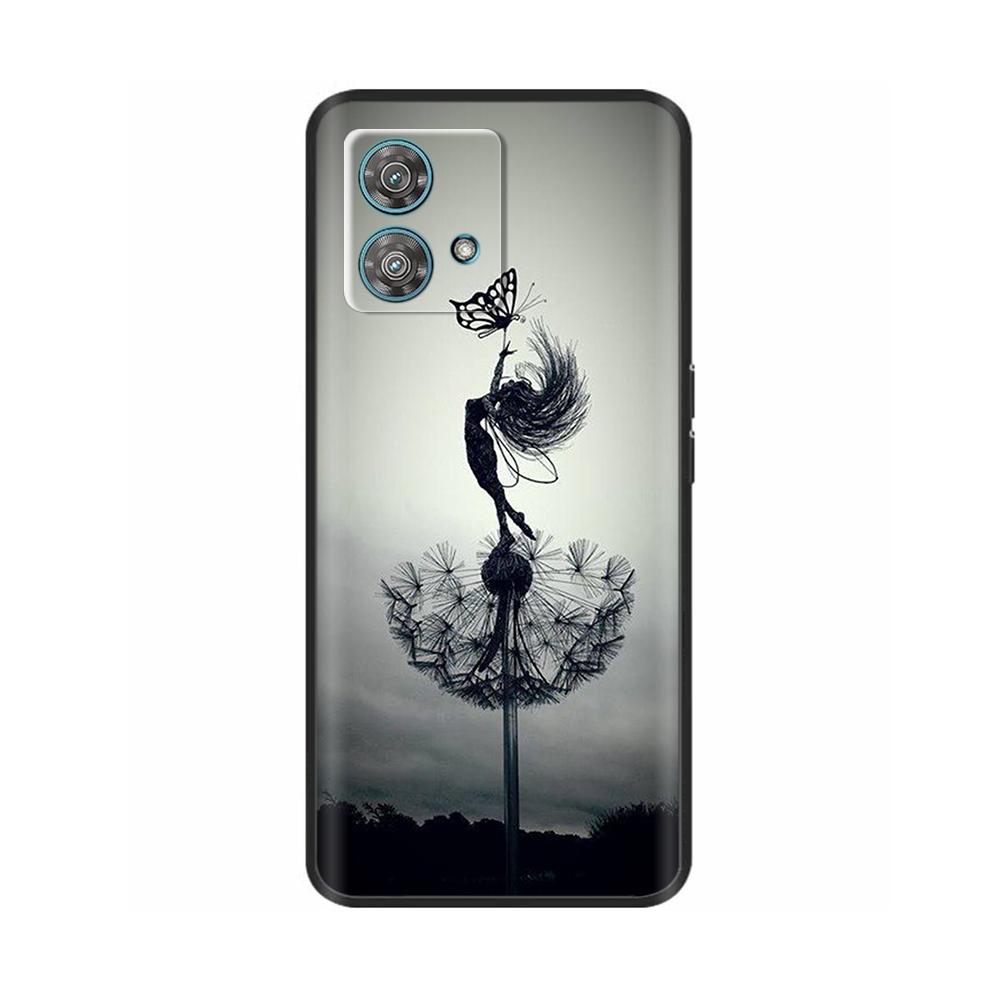 For Motorola Edge 40 Neo Case Cute Soft Black Silicone Phone Back Cover for Moto Edge40 Edge 40 Neo Protective Shell Cases Coque